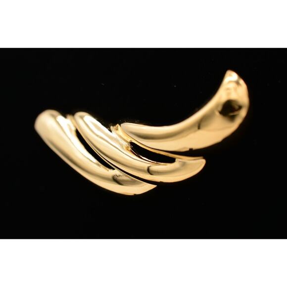 Givenchy Vintage Pin Brooch 4" Large Gold Tone Abstract Wave Chunky Signed BinAT - Picture 3 of 12